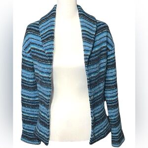 Women’s Vintage Kenzo Jungle Cardigan Jacket 3 Button Oversized Collar Striped